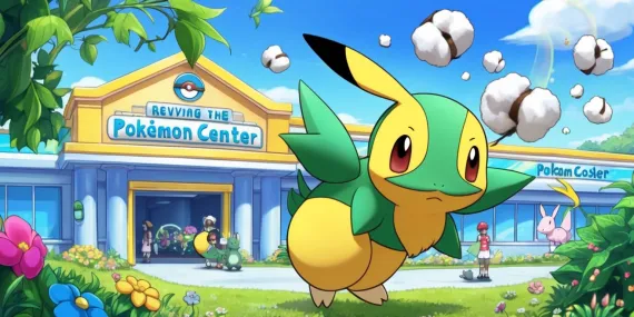 Hoppip's Dream Quest: Reviving the Pokémon Center and Collecting Cotton Spores img