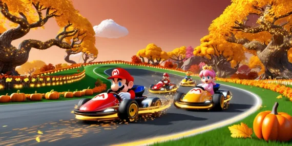 Autumn Velocity: Navigating Mario Kart's Enchanted Fall Region img